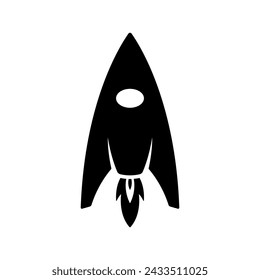 Rocket icon. Starship. Black silhouette. Front side view. Vector simple flat graphic illustration. Isolated object on a white background. Isolate.