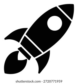 Rocket icon starts up to fly into space