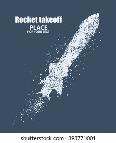 rocket icon. Startup concept, particle divergent composition, vector illustration