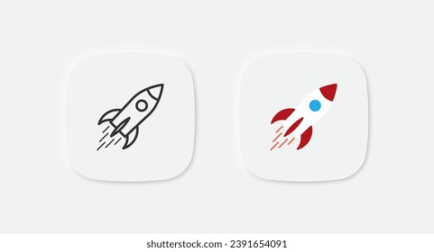 Raketensymbol. Startsymbol. Spaceship-Schilder.Vektor-Einzelzeichen.