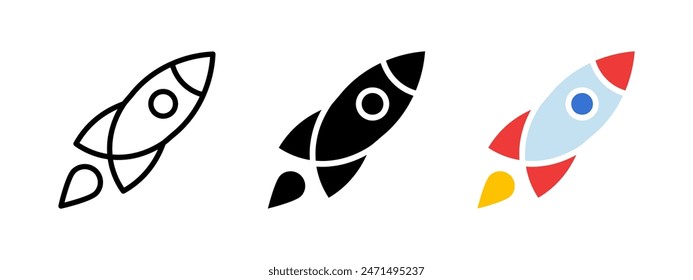 Rocket icon. Startup vector symbol. Business launch illustration isolated. Space technology sign.