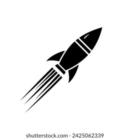 Rocket icon. Symbol of business startup. Rocket launching icon isolated on white background. Vector illustration.