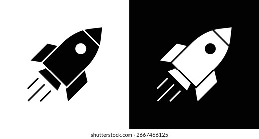 Colección de símbolo de icono de cohete. Vector plano ilustración de stock.