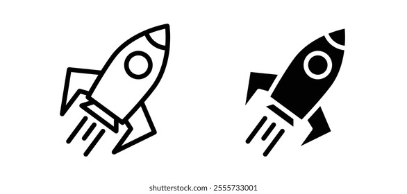Rocket icon symbol collection on white background.