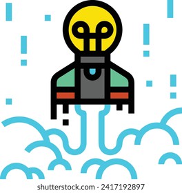 Rocket icon symbol future technology vector image. Illustration of spaceship flight rocket design image