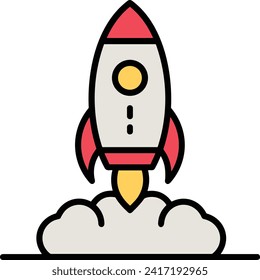 Rocket icon symbol future technology vector image. Illustration of spaceship flight rocket design image