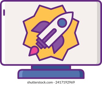 Rocket icon symbol future technology vector image. Illustration of spaceship flight rocket design image