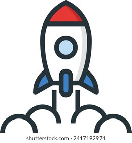 Raketensymbol für zukunftsweisende Technologie, Vektorbild. Illustration des Designbildes für Raumflugraketen