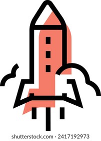 Rocket icon symbol future technology vector image. Illustration of spaceship flight rocket design image