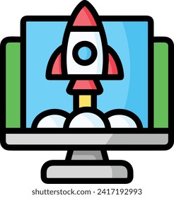Rocket icon symbol future technology vector image. Illustration of spaceship flight rocket design image