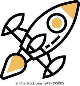 Rocket icon symbol future technology vector image. Illustration of spaceship flight rocket design image