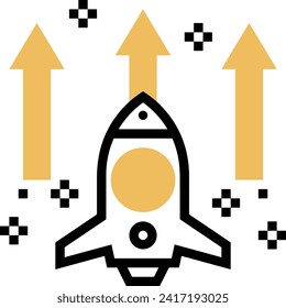 Rocket icon symbol future technology vector image. Illustration of spaceship flight rocket design image