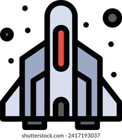 Símbolo de icono de cohete imagen vectorial de tecnología futura. Ilustración de la imagen de diseño de cohetes de vuelo de nave espacial