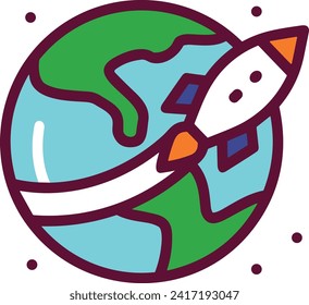 Rocket icon symbol future technology vector image. Illustration of spaceship flight rocket design image