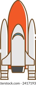Símbolo de icono de cohete imagen vectorial de tecnología futura. Ilustración de la imagen de diseño de cohetes de vuelo de nave espacial