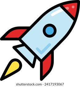 Rocket icon symbol future technology vector image. Illustration of spaceship flight rocket design image