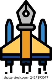 Rocket icon symbol future technology vector image. Illustration of spaceship flight rocket design image