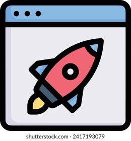 Raketensymbol für zukunftsweisende Technologie, Vektorbild. Illustration des Designbildes für Raumflugraketen