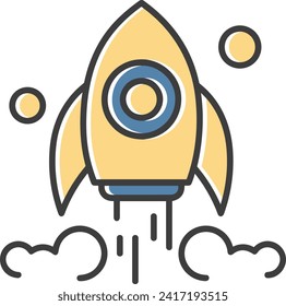 Rocket icon symbol future technology vector image. Illustration of spaceship flight rocket design image