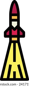Rocket icon symbol future technology vector image. Illustration of spaceship flight rocket design image