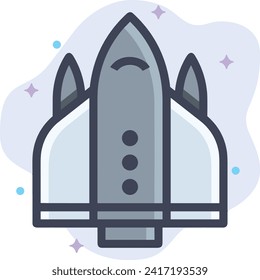 Símbolo de icono de cohete imagen vectorial de tecnología futura. Ilustración de la imagen de diseño de cohetes de vuelo de nave espacial
