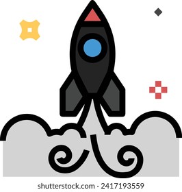 Rocket icon symbol future technology vector image. Illustration of spaceship flight rocket design image