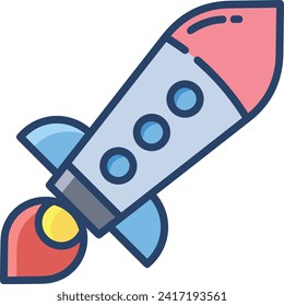 Símbolo de icono de cohete imagen vectorial de tecnología futura. Ilustración de la imagen de diseño de cohetes de vuelo de nave espacial