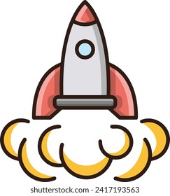 Rocket icon symbol future technology vector image. Illustration of spaceship flight rocket design image