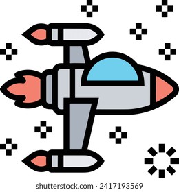 Rocket icon symbol future technology vector image. Illustration of spaceship flight rocket design image