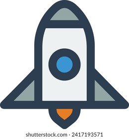 Rocket icon symbol future technology vector image. Illustration of spaceship flight rocket design image