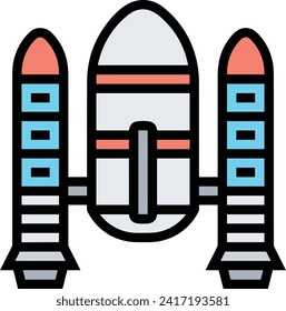 Símbolo de icono de cohete imagen vectorial de tecnología futura. Ilustración de la imagen de diseño de cohetes de vuelo de nave espacial