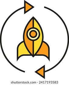 Rocket icon symbol future technology vector image. Illustration of spaceship flight rocket design image