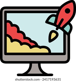 Rocket icon symbol future technology vector image. Illustration of spaceship flight rocket design image
