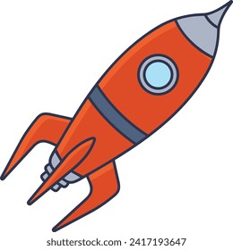 Rocket icon symbol future technology vector image. Illustration of spaceship flight rocket design image