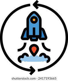 Rocket icon symbol future technology vector image. Illustration of spaceship flight rocket design image