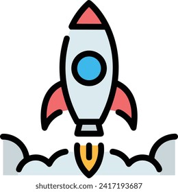Rocket icon symbol future technology vector image. Illustration of spaceship flight rocket design image