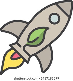 Rocket icon symbol future technology vector image. Illustration of spaceship flight rocket design image