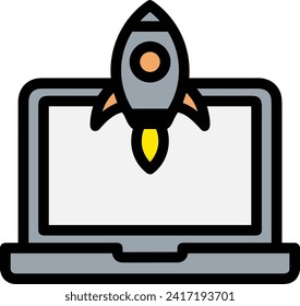 Rocket icon symbol future technology vector image. Illustration of spaceship flight rocket design image