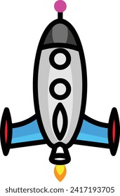 Rocket icon symbol future technology vector image. Illustration of spaceship flight rocket design image