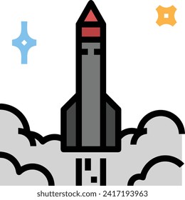 Rocket icon symbol future technology vector image. Illustration of spaceship flight rocket design image