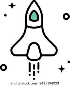 Rocket icon symbol future technology vector image. Illustration of spaceship flight rocket design image