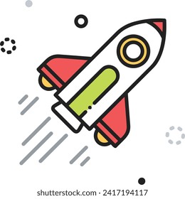 Rocket icon symbol future technology vector image. Illustration of spaceship flight rocket design image