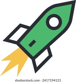 Rocket icon symbol future technology vector image. Illustration of spaceship flight rocket design image