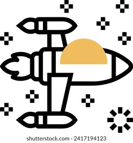 Rocket icon symbol future technology vector image. Illustration of spaceship flight rocket design image