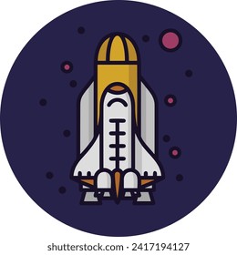 Rocket icon symbol future technology vector image. Illustration of spaceship flight rocket design image