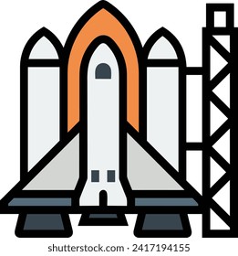 Rocket icon symbol future technology vector image. Illustration of spaceship flight rocket design image