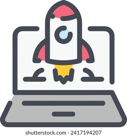 Rocket icon symbol future technology vector image. Illustration of spaceship flight rocket design image