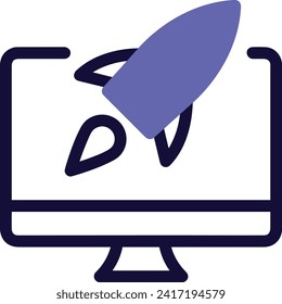 Raketensymbol für zukunftsweisende Technologie, Vektorbild. Illustration des Designbildes für Raumflugraketen