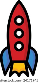 Símbolo de icono de cohete imagen vectorial de tecnología futura. Ilustración de la imagen de diseño de cohetes de vuelo de nave espacial