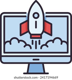 Rocket icon symbol future technology vector image. Illustration of spaceship flight rocket design image